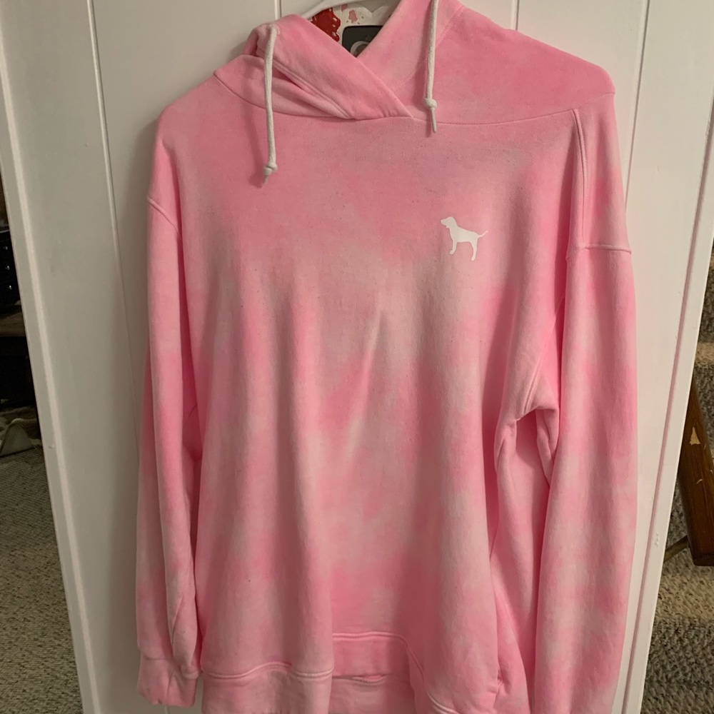 Light pink and white tie dye hoodie XS , runs big